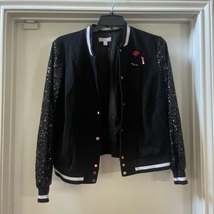 Boutique+ Sequin Bomber Jacket
